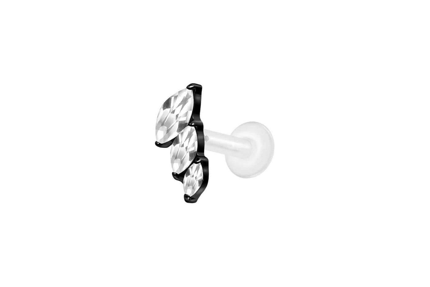PIERCINGLINE Nasenpiercing PTFE Labret mit Innengewinde + Titan-Aufsatz 3 EINGEFASSTE (Labrets, 1-tlg) von PIERCINGLINE