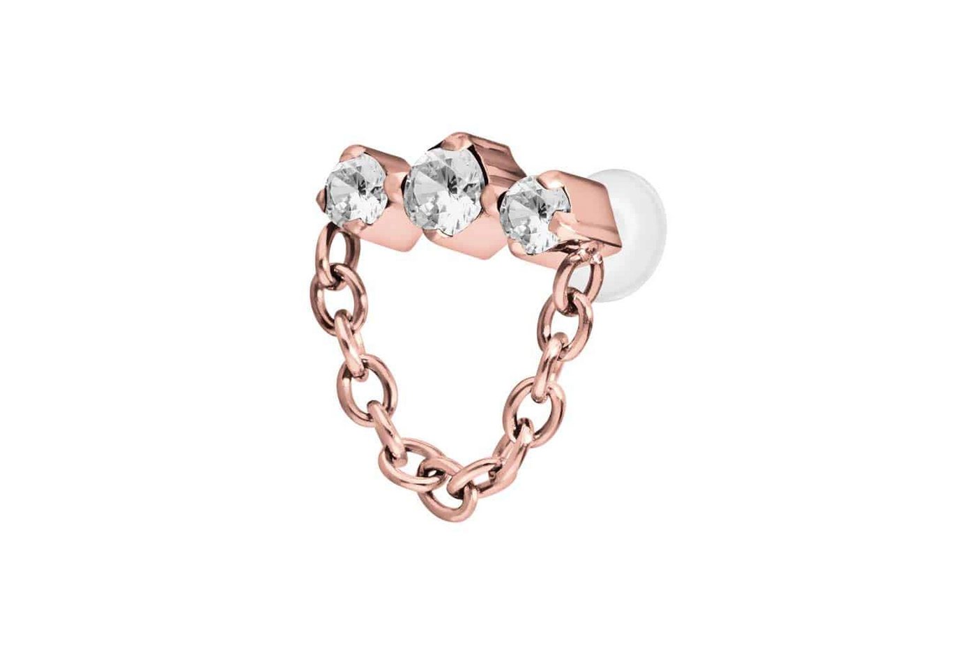 PIERCINGLINE Nasenpiercing PTFE Labret mit Innengewinde + Titan-Aufsatz 3 EINGEFASSTE KRISTALLE + (Labrets, 1-tlg) von PIERCINGLINE