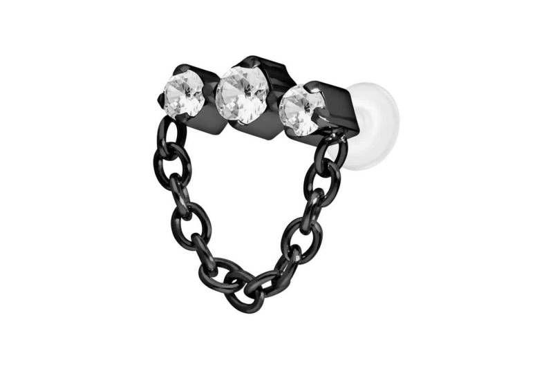 PIERCINGLINE Piercing-Set PTFE Labret mit Innengewinde + Titan-Aufsatz 3 EINGEFASSTE KRISTALLE + (Labrets / 1 Stk) von PIERCINGLINE