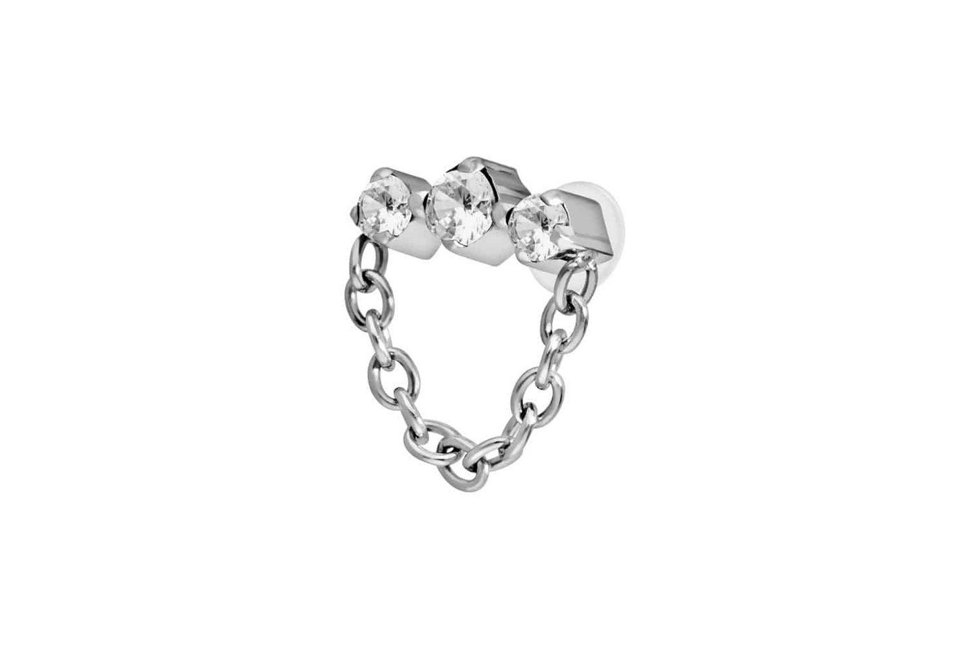 PIERCINGLINE Nasenpiercing PTFE Labret mit Innengewinde + Titan-Aufsatz 3 EINGEFASSTE KRISTALLE + (Labrets, 1-tlg) von PIERCINGLINE