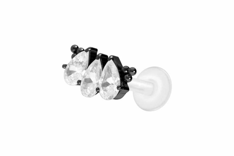 PIERCINGLINE Piercing-Set PTFE Labret mit Innengewinde + Titan-Aufsatz 3 KRISTALLTROPFEN + (Labrets / 1 Stk) von PIERCINGLINE