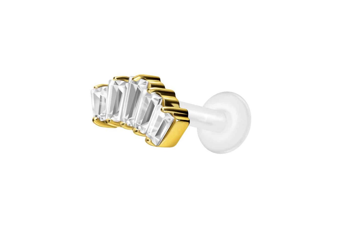 PIERCINGLINE Nasenpiercing PTFE Labret mit Innengewinde + Titan-Aufsatz 5 EINGEFASSTE (Labrets, 1-tlg) von PIERCINGLINE