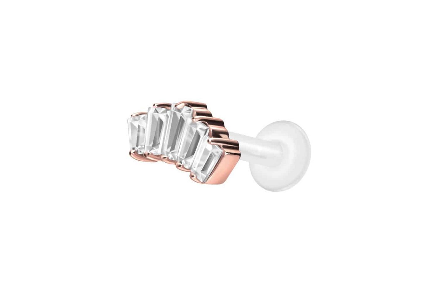 PIERCINGLINE Nasenpiercing PTFE Labret mit Innengewinde + Titan-Aufsatz 5 EINGEFASSTE (Labrets, 1-tlg) von PIERCINGLINE