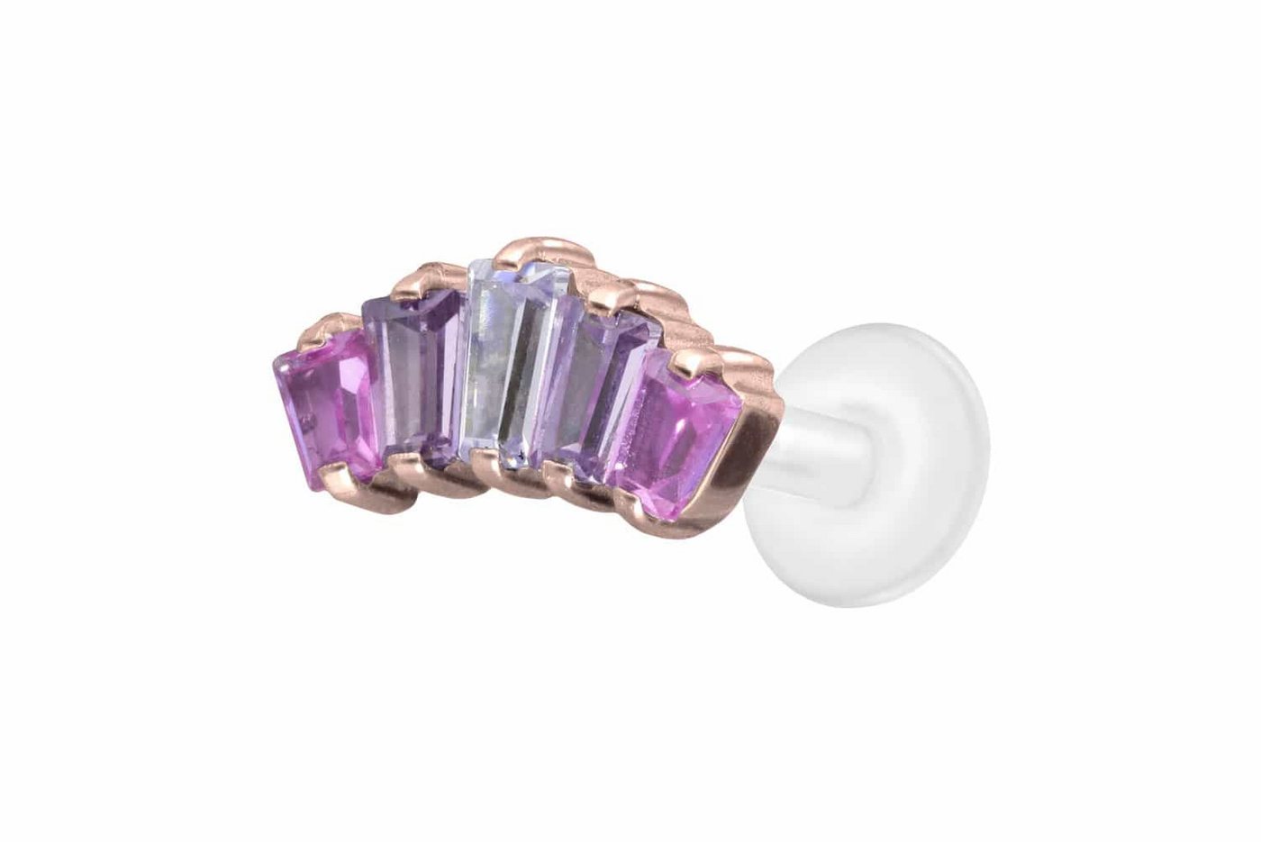 PIERCINGLINE Nasenpiercing PTFE Labret mit Innengewinde + Titan-Aufsatz 5 EINGEFASSTE (Labrets, 1-tlg) von PIERCINGLINE