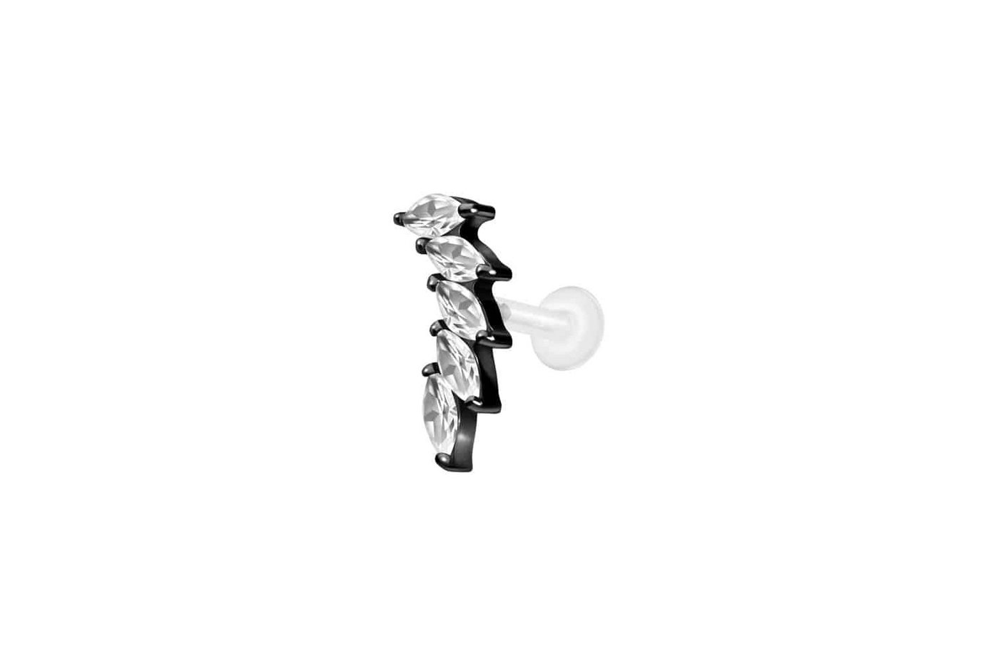 PIERCINGLINE Nasenpiercing PTFE Labret mit Innengewinde + Titan-Aufsatz 5 EINGEFASSTE (Labrets, 1-tlg) von PIERCINGLINE
