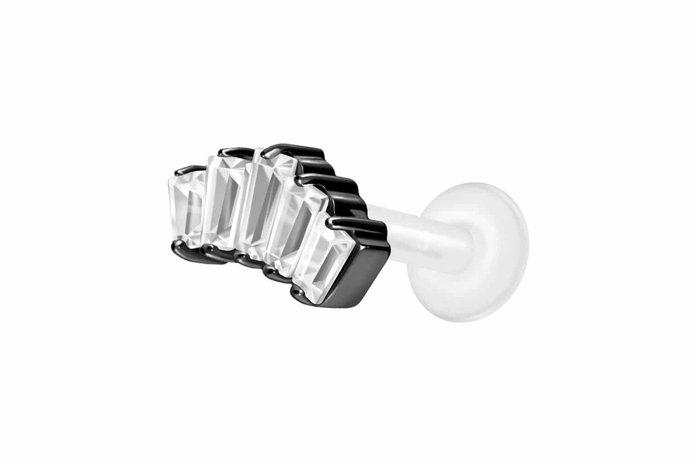 PIERCINGLINE Piercing-Set PTFE Labret mit Innengewinde + Titan-Aufsatz 5 EINGEFASSTE (Labrets / 1 Stk) von PIERCINGLINE