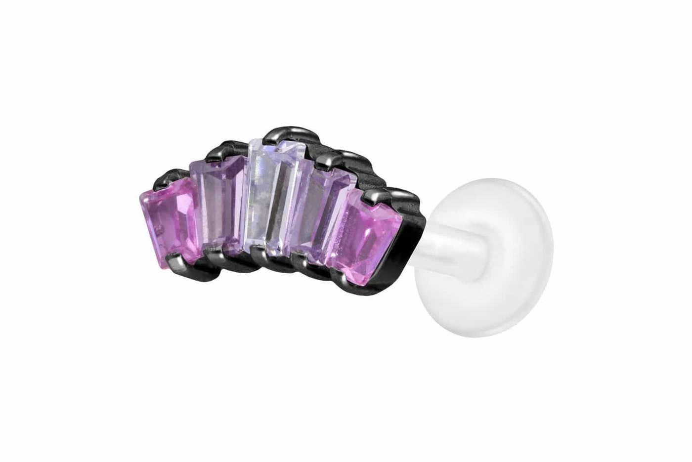 PIERCINGLINE Nasenpiercing PTFE Labret mit Innengewinde + Titan-Aufsatz 5 EINGEFASSTE (Labrets, 1-tlg) von PIERCINGLINE