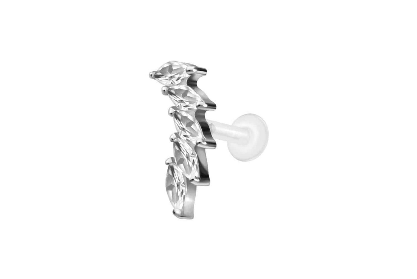 PIERCINGLINE Nasenpiercing PTFE Labret mit Innengewinde + Titan-Aufsatz 5 EINGEFASSTE (Labrets, 1-tlg) von PIERCINGLINE