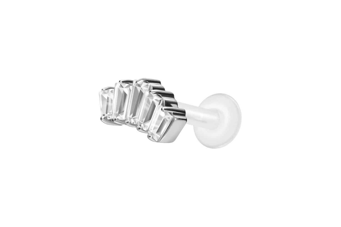 PIERCINGLINE Nasenpiercing PTFE Labret mit Innengewinde + Titan-Aufsatz 5 EINGEFASSTE (Labrets, 1-tlg) von PIERCINGLINE