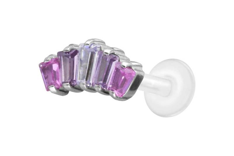PIERCINGLINE Piercing-Set PTFE Labret mit Innengewinde + Titan-Aufsatz 5 EINGEFASSTE (Labrets / 1 Stk) von PIERCINGLINE