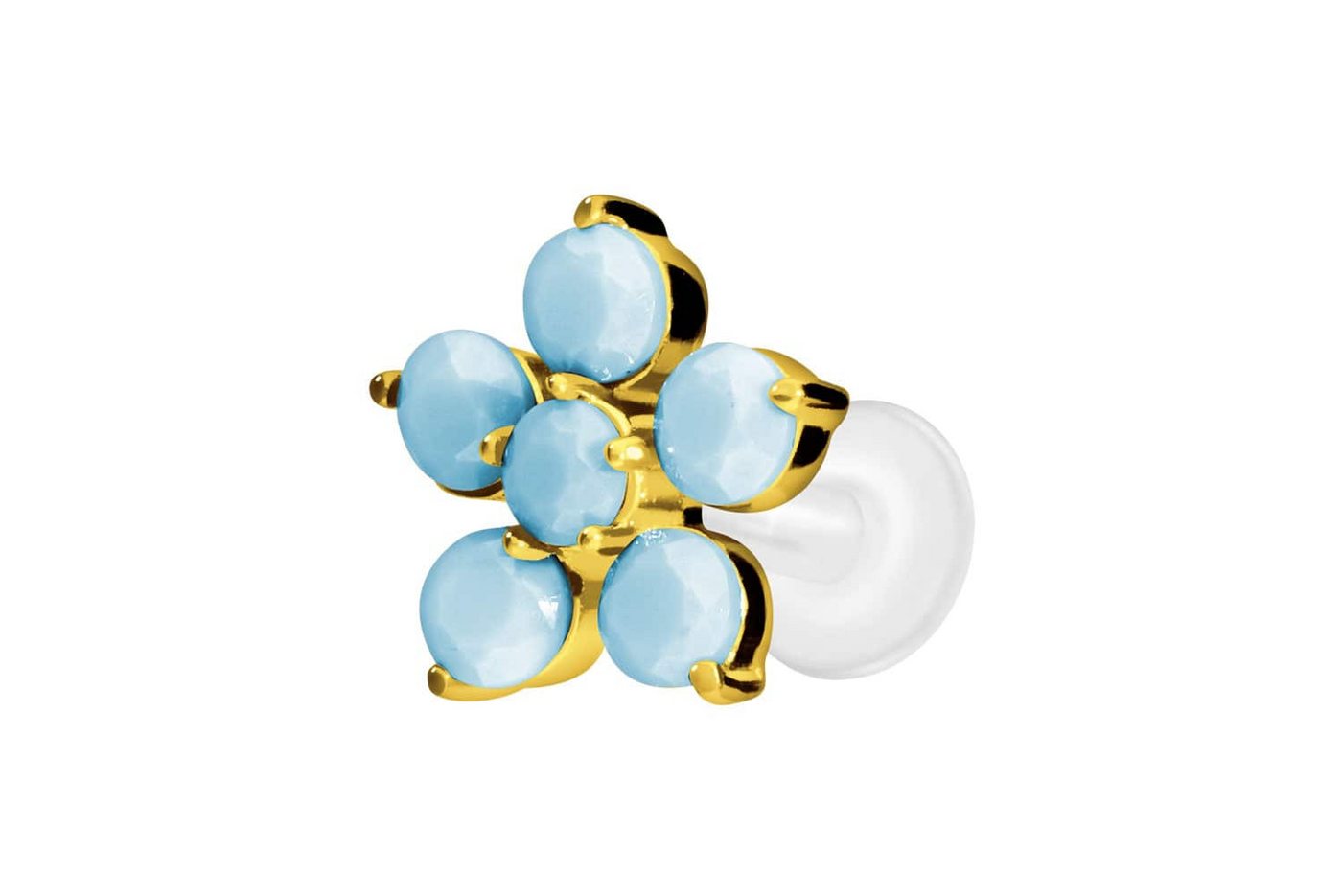 PIERCINGLINE Nasenpiercing PTFE Labret mit Innengewinde + Titan-Aufsatz BLUME + SYNTHETISCHE (Labrets, 1-tlg) von PIERCINGLINE
