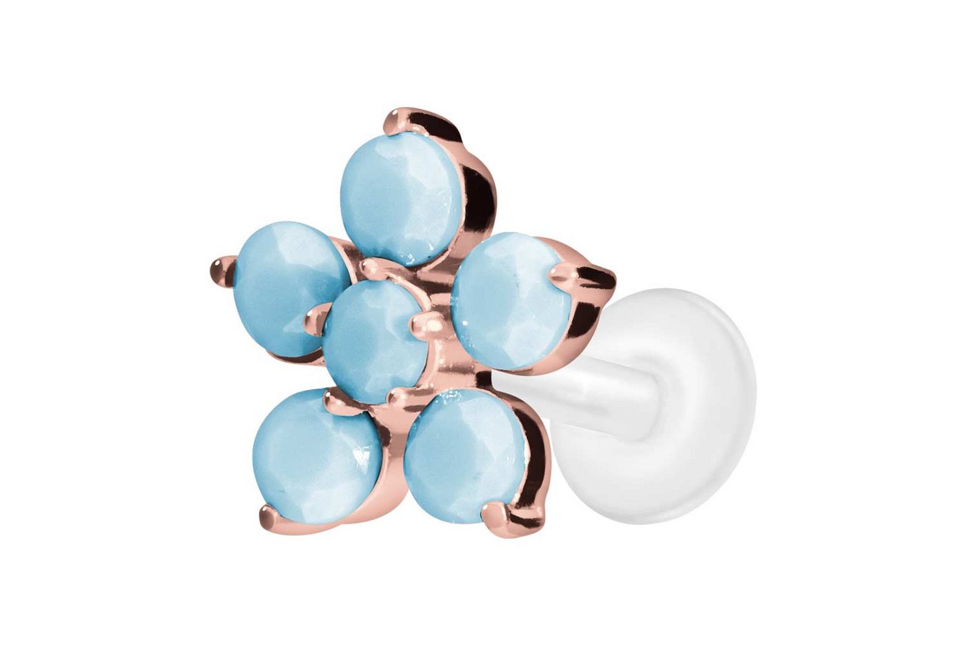 PIERCINGLINE Nasenpiercing PTFE Labret mit Innengewinde + Titan-Aufsatz BLUME + SYNTHETISCHE (Labrets, 1-tlg) von PIERCINGLINE