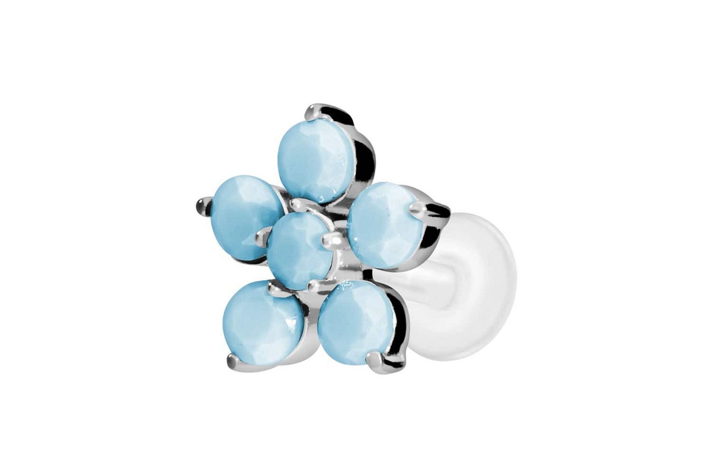 PIERCINGLINE Nasenpiercing PTFE Labret mit Innengewinde + Titan-Aufsatz BLUME + SYNTHETISCHE (Labrets, 1-tlg) von PIERCINGLINE