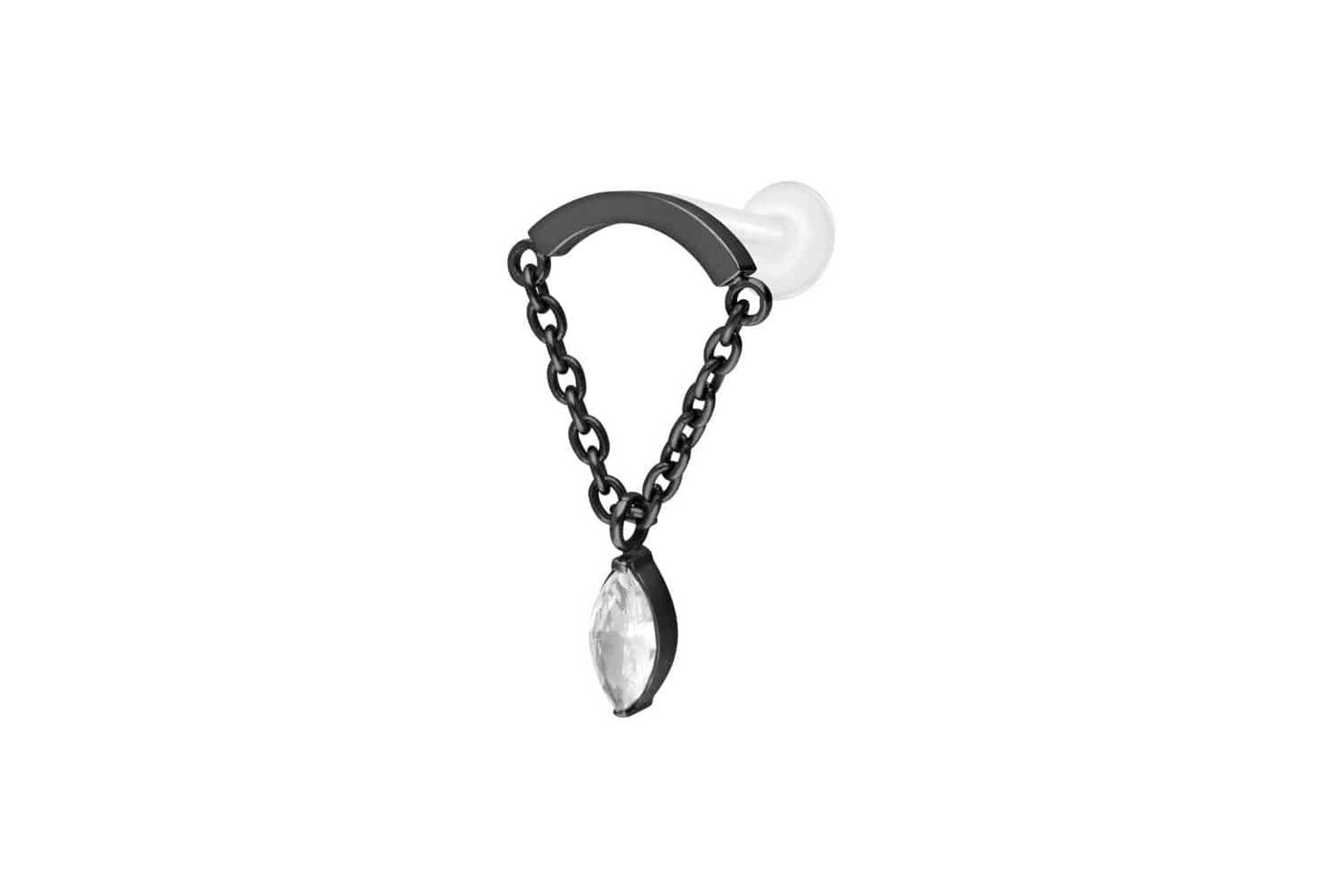 PIERCINGLINE Piercing-Set PTFE Labret mit Innengewinde + Titan-Aufsatz BOGEN + KETTE + (Labrets / 1 Stk) von PIERCINGLINE