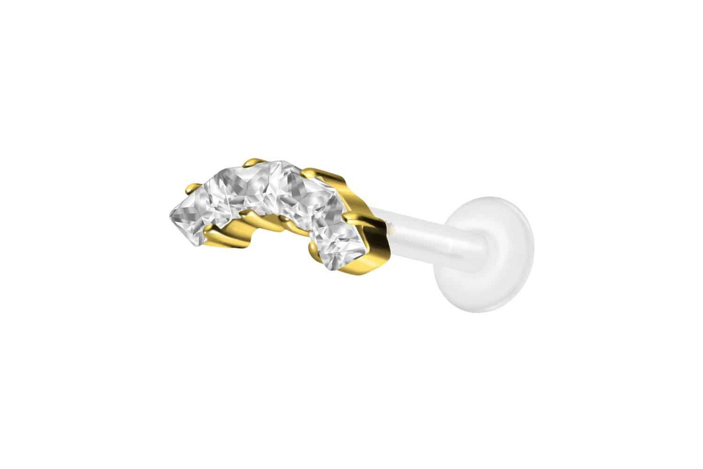 PIERCINGLINE Nasenpiercing PTFE Labret mit Innengewinde + Titan-Aufsatz EINGEFASSTE (Labrets, 1-tlg) von PIERCINGLINE