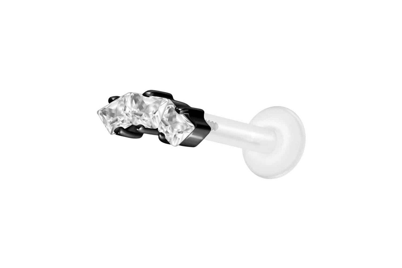 PIERCINGLINE Nasenpiercing PTFE Labret mit Innengewinde + Titan-Aufsatz EINGEFASSTE (Labrets, 1-tlg) von PIERCINGLINE