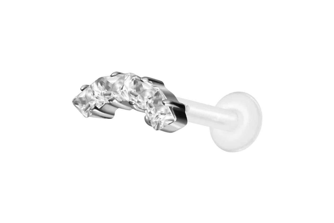 PIERCINGLINE Nasenpiercing PTFE Labret mit Innengewinde + Titan-Aufsatz EINGEFASSTE (Labrets, 1-tlg) von PIERCINGLINE