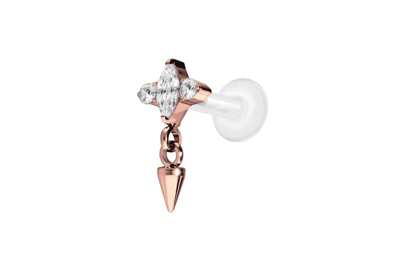 PIERCINGLINE Nasenpiercing PTFE Labret mit Innengewinde + Titan-Aufsatz EINGEFASSTE KRISTALLE + (Labrets, 1-tlg) von PIERCINGLINE