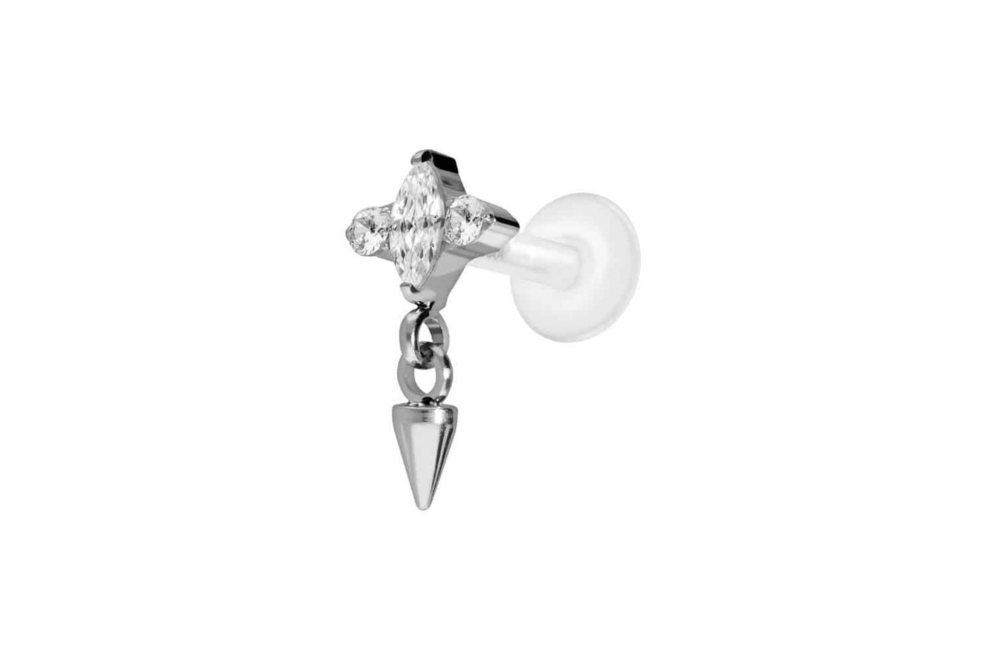 PIERCINGLINE Nasenpiercing PTFE Labret mit Innengewinde + Titan-Aufsatz EINGEFASSTE KRISTALLE + (Labrets, 1-tlg) von PIERCINGLINE