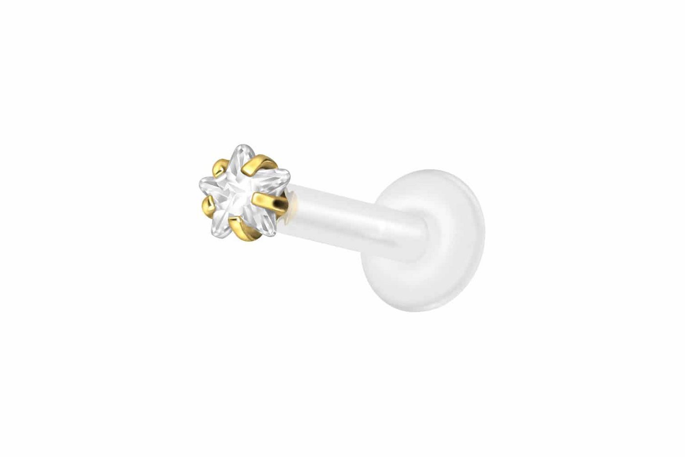 PIERCINGLINE Nasenpiercing PTFE Labret mit Innengewinde + Titan-Aufsatz EINGEFASSTER (Labrets, 1-tlg) von PIERCINGLINE