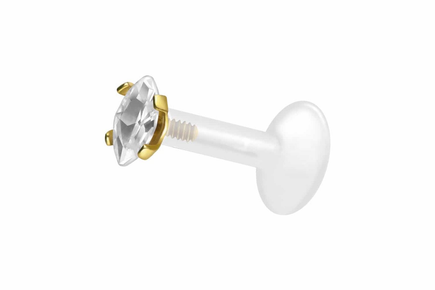 PIERCINGLINE Nasenpiercing PTFE Labret mit Innengewinde + Titan-Aufsatz EINGEFASSTER (Labrets, 1-tlg) von PIERCINGLINE