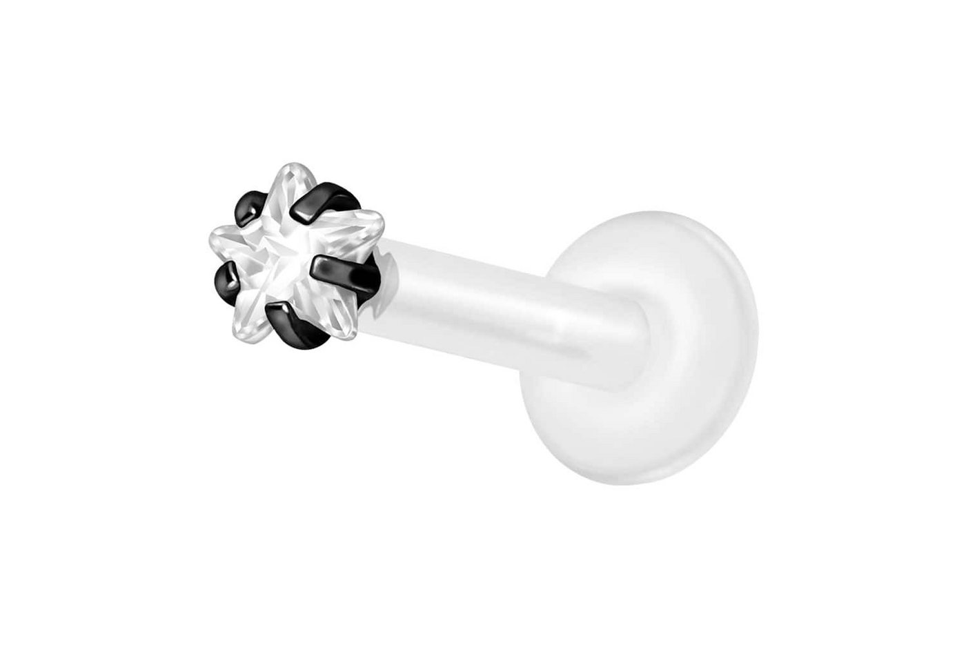 PIERCINGLINE Nasenpiercing PTFE Labret mit Innengewinde + Titan-Aufsatz EINGEFASSTER (Labrets, 1-tlg) von PIERCINGLINE