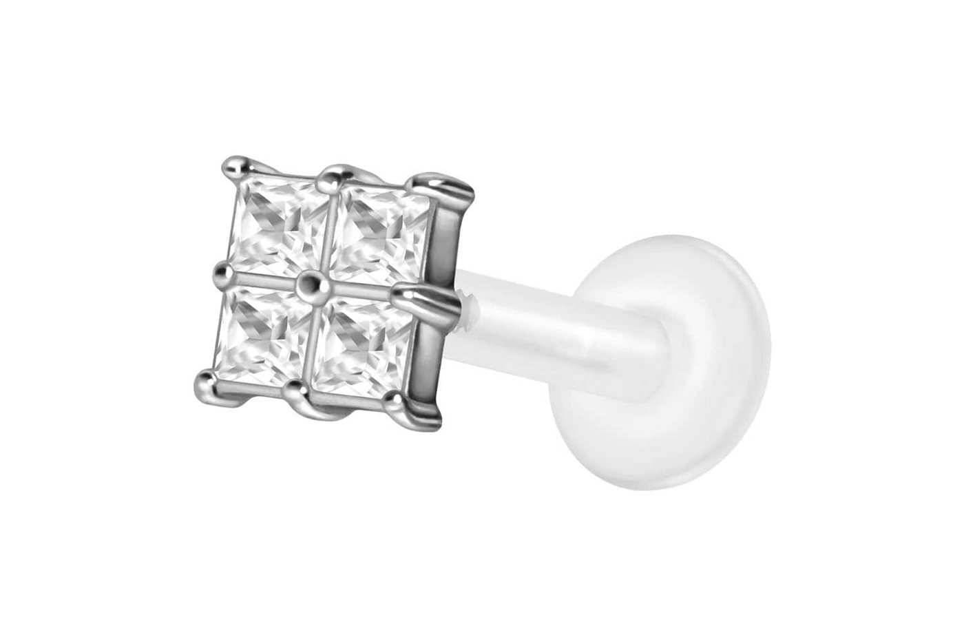 PIERCINGLINE Piercing-Set PTFE Labret mit Innengewinde + Titan-Aufsatz EINGEFASSTES (Labrets / 1 Stk) von PIERCINGLINE
