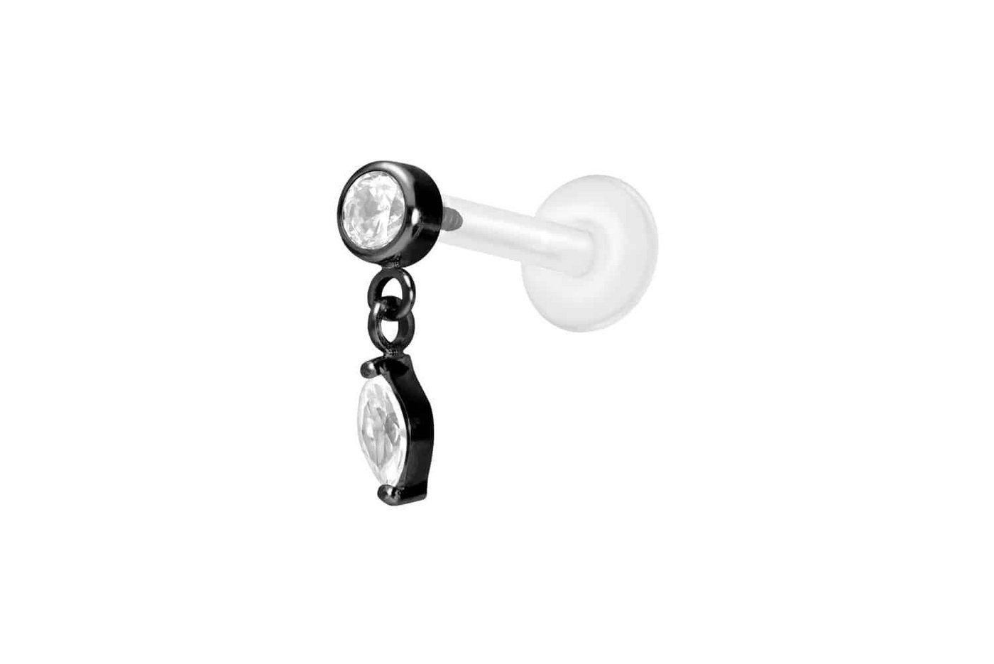 PIERCINGLINE Nasenpiercing PTFE Labret mit Innengewinde + Titan-Aufsatz KRISTALL + (Labrets, 1-tlg) von PIERCINGLINE