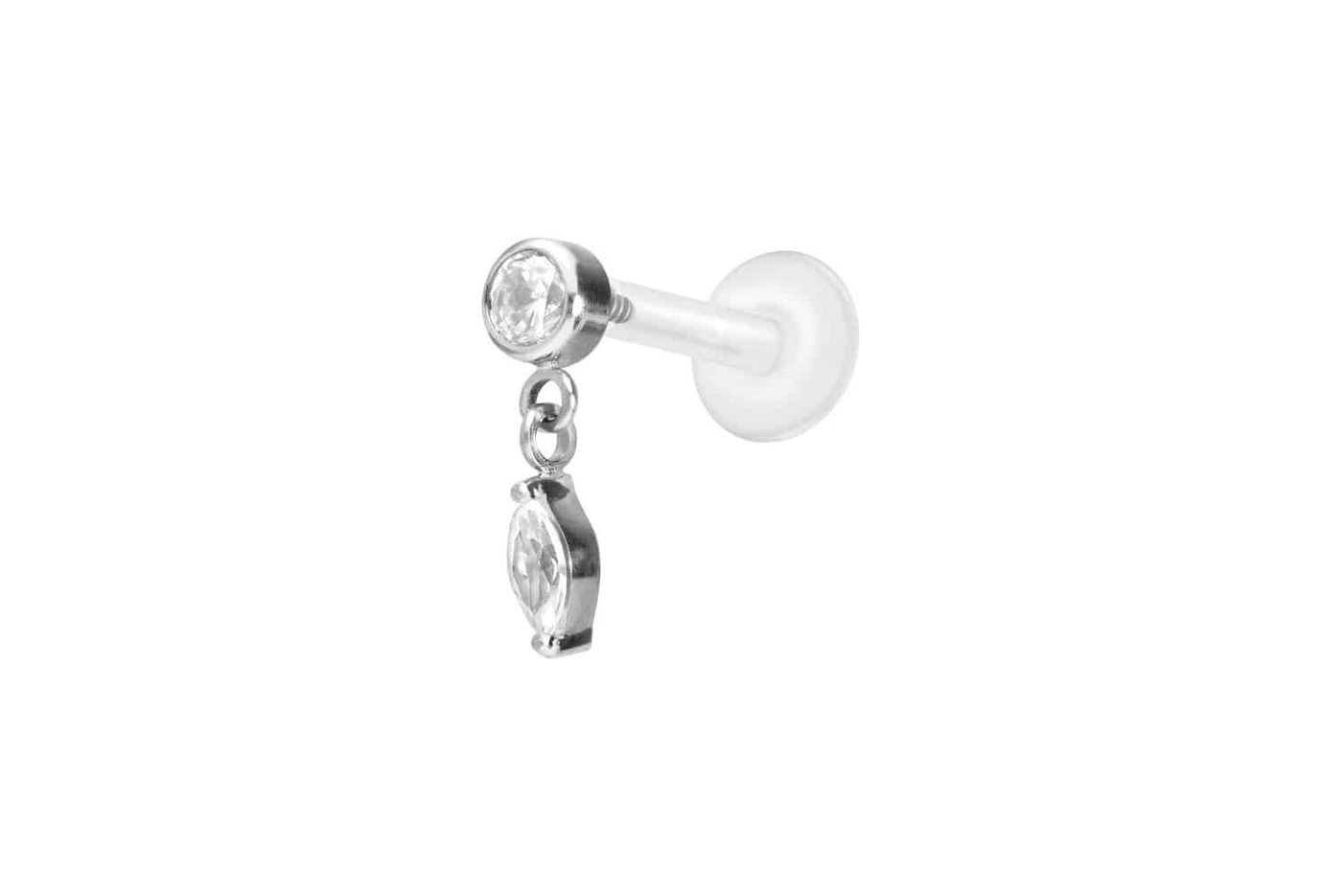 PIERCINGLINE Nasenpiercing PTFE Labret mit Innengewinde + Titan-Aufsatz KRISTALL + (Labrets, 1-tlg) von PIERCINGLINE