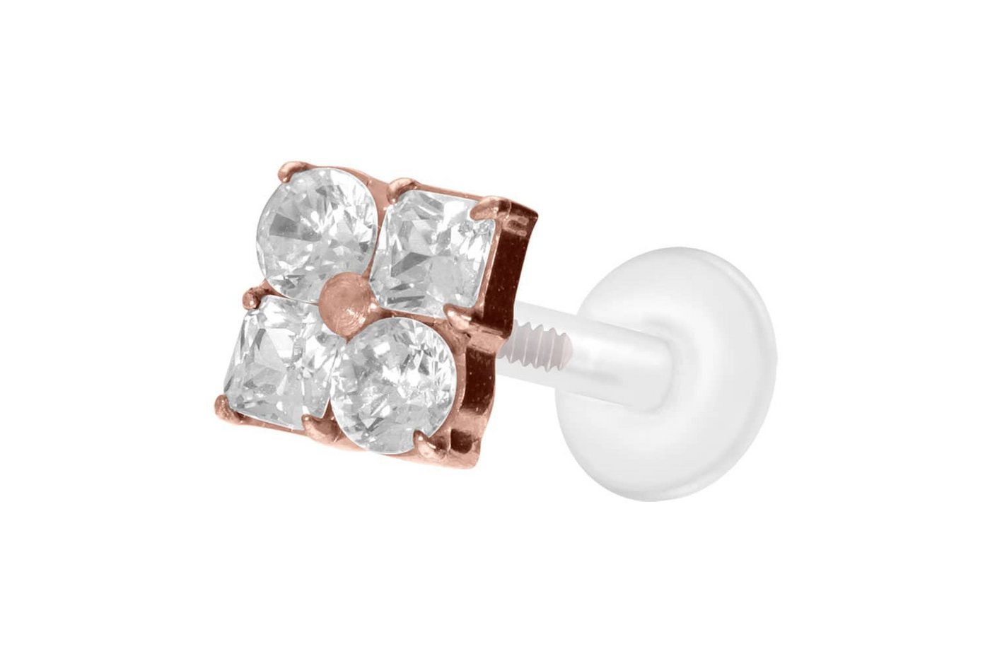 PIERCINGLINE Piercing-Set PTFE Labret mit Innengewinde + Titan-Aufsatz KRISTALLBLUME (Labrets, 1-tlg) von PIERCINGLINE