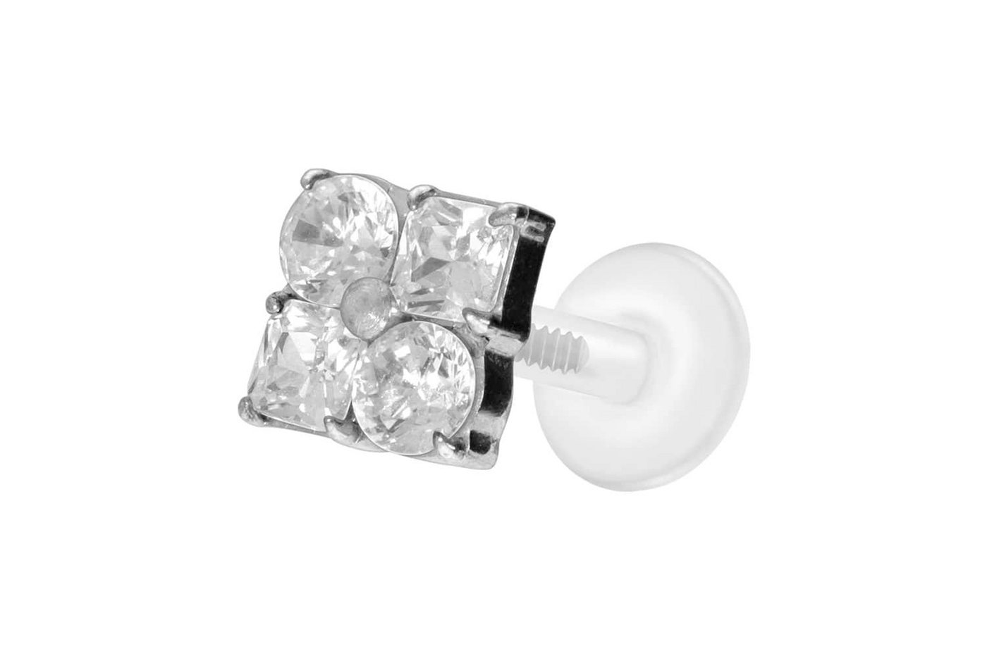 PIERCINGLINE Piercing-Set PTFE Labret mit Innengewinde + Titan-Aufsatz KRISTALLBLUME (Labrets, 1-tlg) von PIERCINGLINE