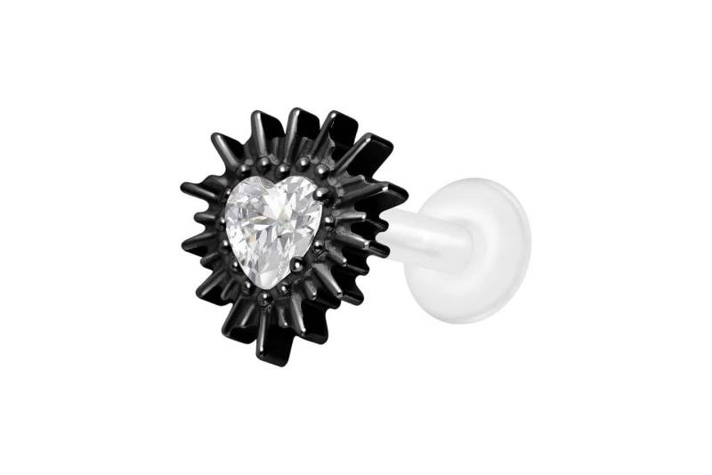 PIERCINGLINE Piercing-Set PTFE Labret mit Innengewinde + Titan-Aufsatz KRISTALLHERZ + (Labrets, 1-tlg) von PIERCINGLINE