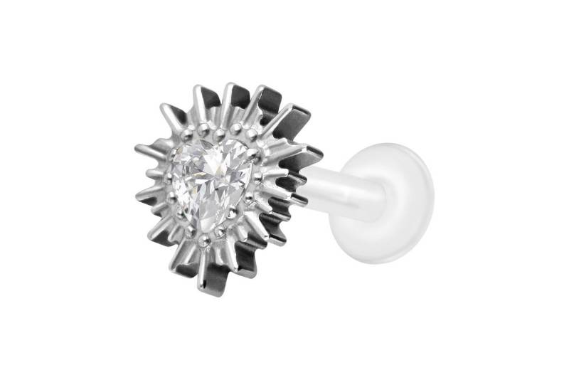 PIERCINGLINE Piercing-Set PTFE Labret mit Innengewinde + Titan-Aufsatz KRISTALLHERZ + (Labrets, 1-tlg) von PIERCINGLINE