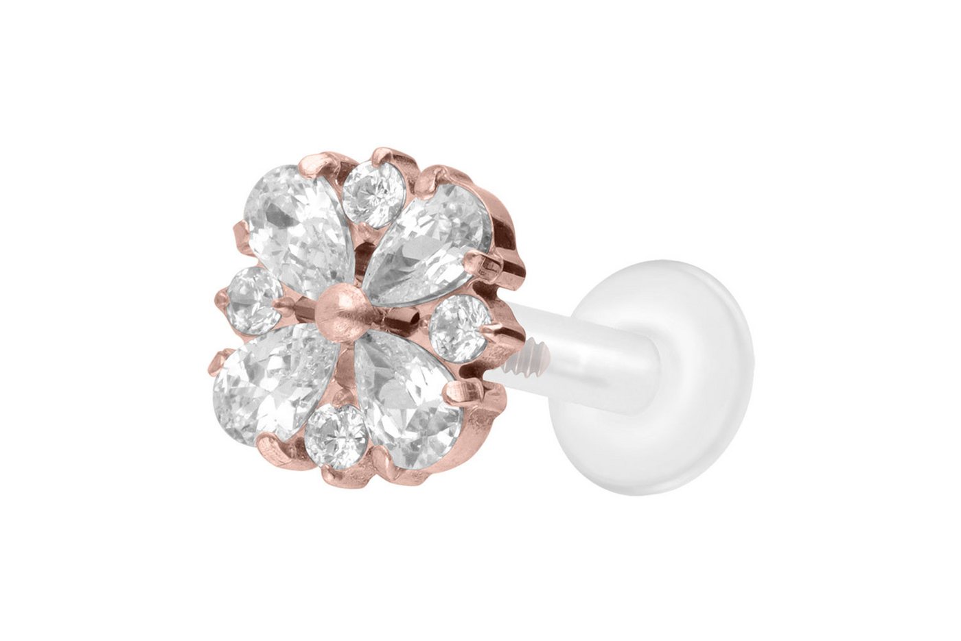 PIERCINGLINE Piercing-Set PTFE Labret mit Innengewinde + Titan-Aufsatz KRISTALLORNAMENT (Labrets, 1-tlg) von PIERCINGLINE