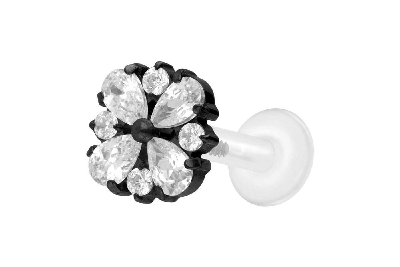 PIERCINGLINE Piercing-Set PTFE Labret mit Innengewinde + Titan-Aufsatz KRISTALLORNAMENT (Labrets, 1-tlg) von PIERCINGLINE
