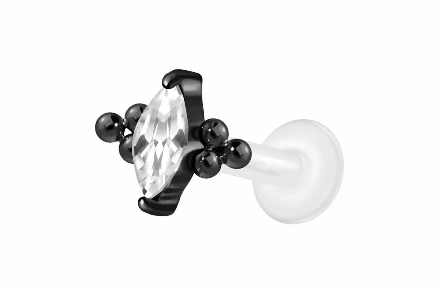 PIERCINGLINE Nasenpiercing PTFE Labret mit Innengewinde + Titan-Aufsatz KRISTALLTROPFEN + 6 (Labrets, 1-tlg) von PIERCINGLINE