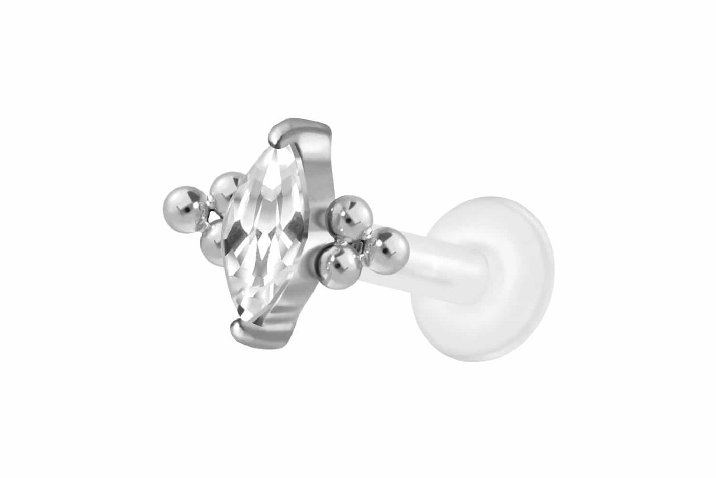 PIERCINGLINE Nasenpiercing PTFE Labret mit Innengewinde + Titan-Aufsatz KRISTALLTROPFEN + 6 (Labrets, 1-tlg) von PIERCINGLINE