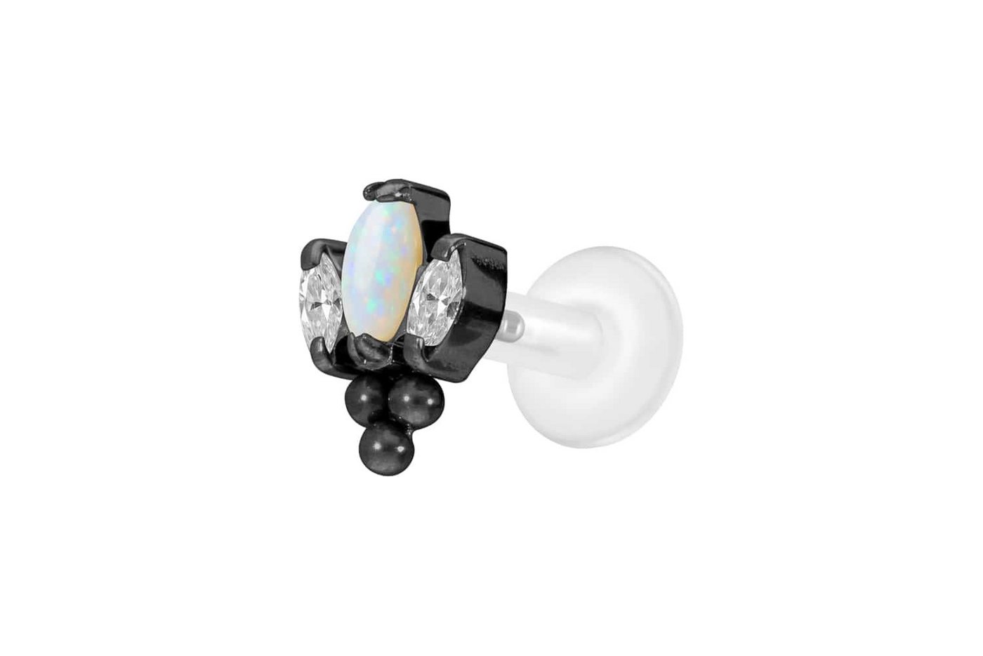 PIERCINGLINE Piercing-Set PTFE Labret mit Innengewinde + Titan-Aufsatz LOTUSBLÜTE + 3 KUGELN (Labrets, 1-tlg) von PIERCINGLINE