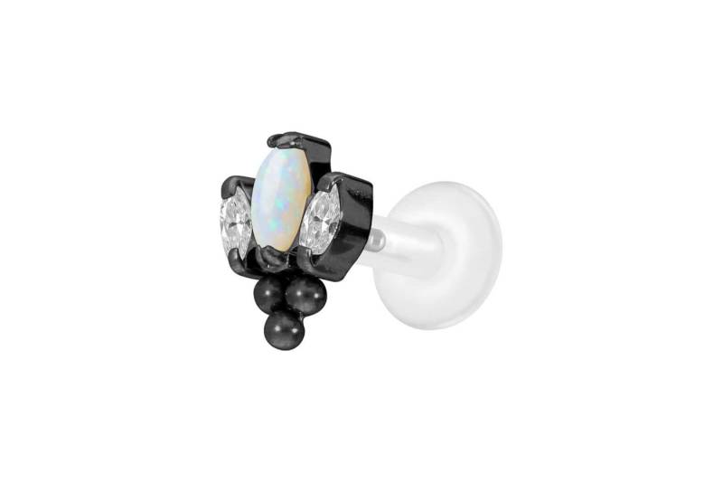 PIERCINGLINE Piercing-Set PTFE Labret mit Innengewinde + Titan-Aufsatz LOTUSBLÜTE + 3 KUGELN (Labrets, 1-tlg) von PIERCINGLINE