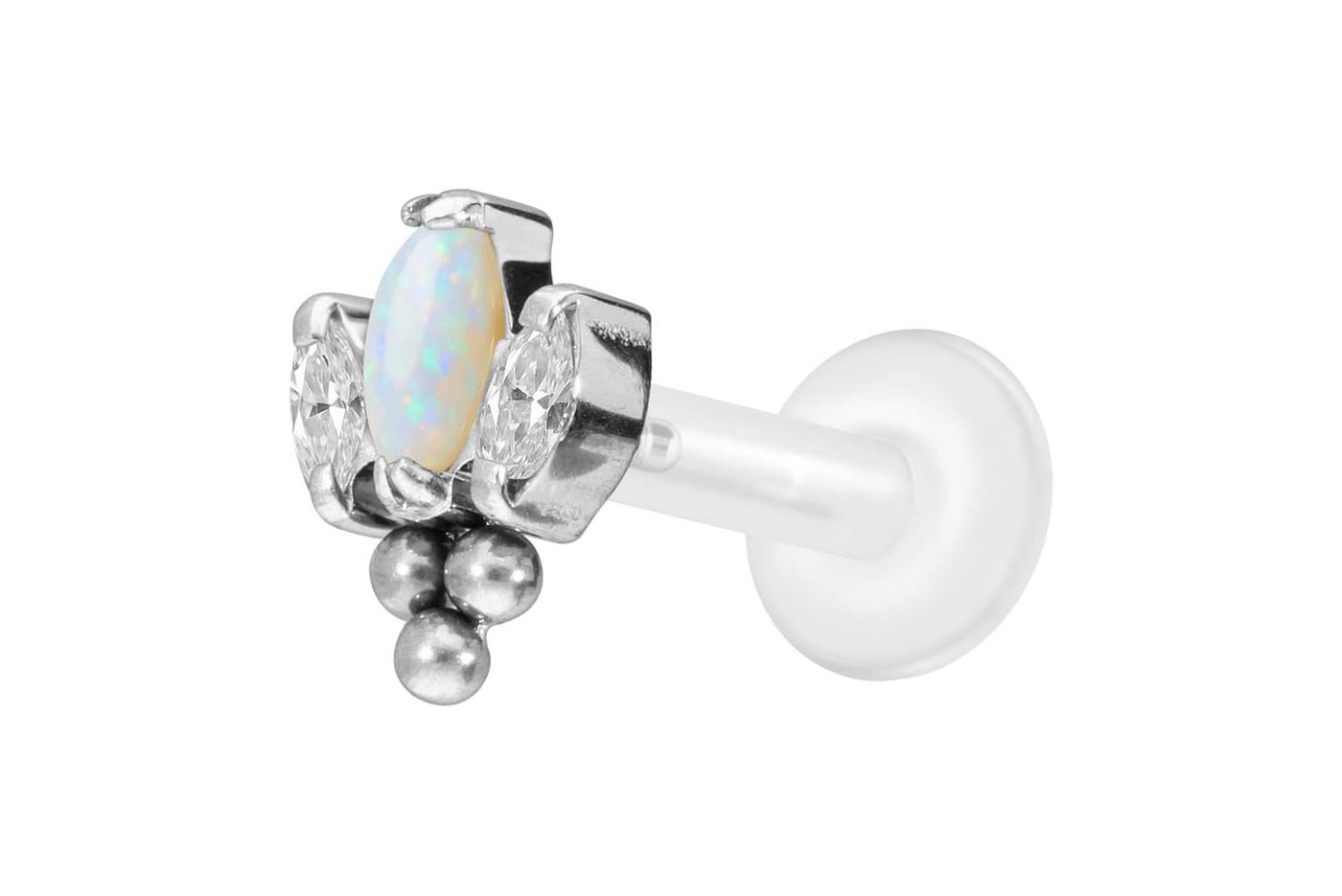 PIERCINGLINE Piercing-Set PTFE Labret mit Innengewinde + Titan-Aufsatz LOTUSBLÜTE + 3 KUGELN (Labrets, 1-tlg) von PIERCINGLINE