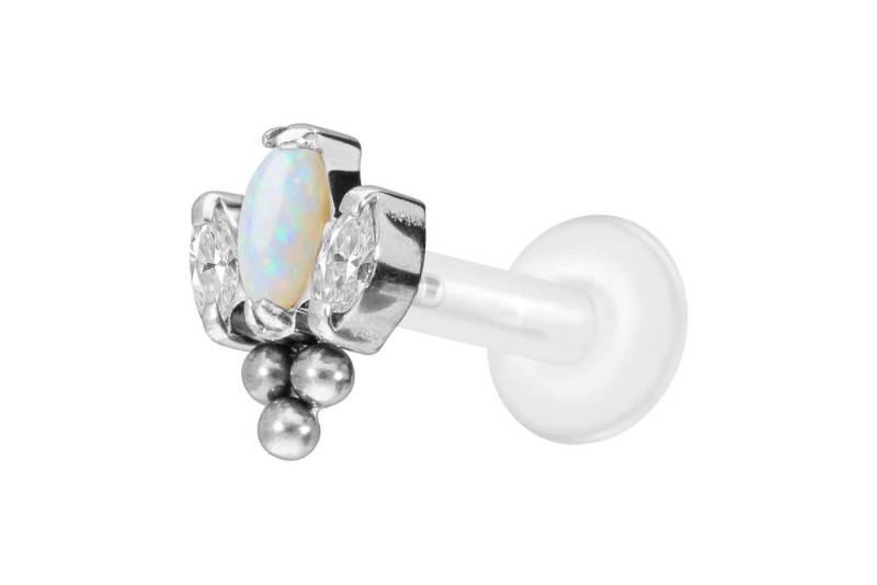 PIERCINGLINE Piercing-Set PTFE Labret mit Innengewinde + Titan-Aufsatz LOTUSBLÜTE + 3 KUGELN (Labrets, 1-tlg) von PIERCINGLINE