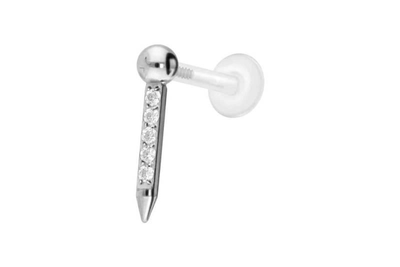 PIERCINGLINE Piercing-Set PTFE Labret mit Innengewinde + Titan-Aufsatz NAGEL + EINGEFASSTE (Labrets / 1 Stk) von PIERCINGLINE