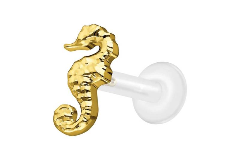 PIERCINGLINE Piercing-Set PTFE Labret mit Innengewinde + Titan-Aufsatz SEEPFERDCHEN (Labrets, 1-tlg) von PIERCINGLINE