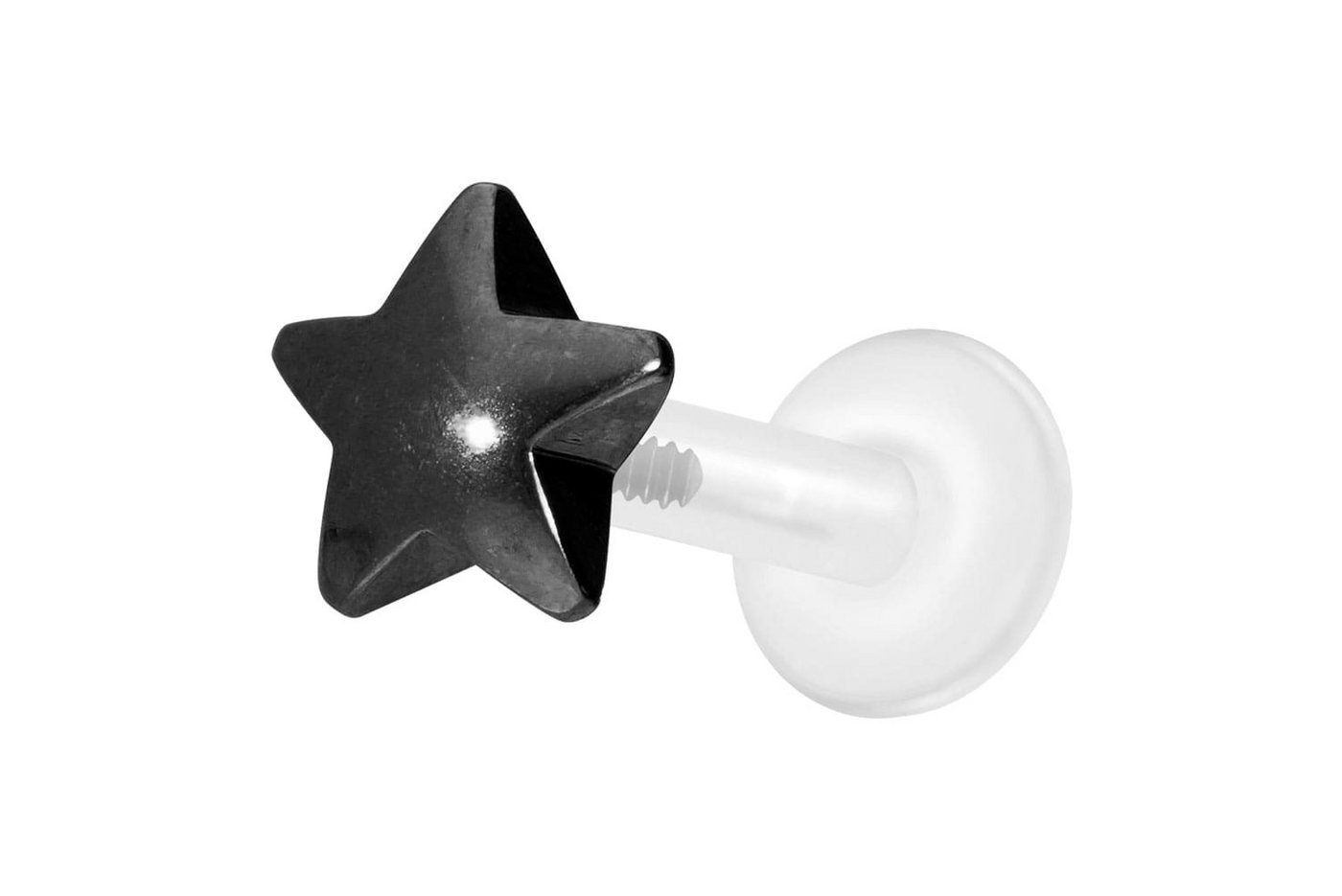 PIERCINGLINE Piercing-Set PTFE Labret mit Innengewinde + Titan-Aufsatz STERN (Labrets, 1-tlg) von PIERCINGLINE