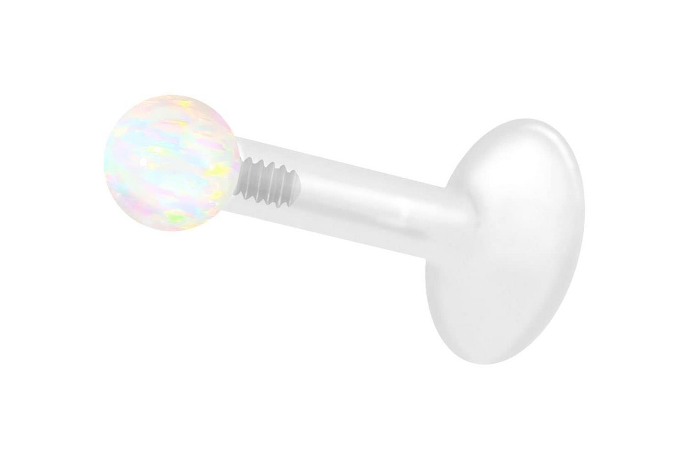 PIERCINGLINE Nasenpiercing PTFE Labret mit Innengewinde + Titan-Aufsatz SYNTHETISCHER OPAL (Labrets, 1-tlg) von PIERCINGLINE