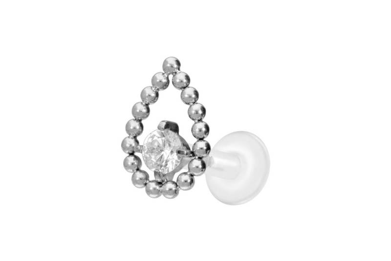 PIERCINGLINE Piercing-Set PTFE Labret mit Innengewinde + Titan-Aufsatz TROPFEN + KRISTALL (Labrets, 1-tlg) von PIERCINGLINE