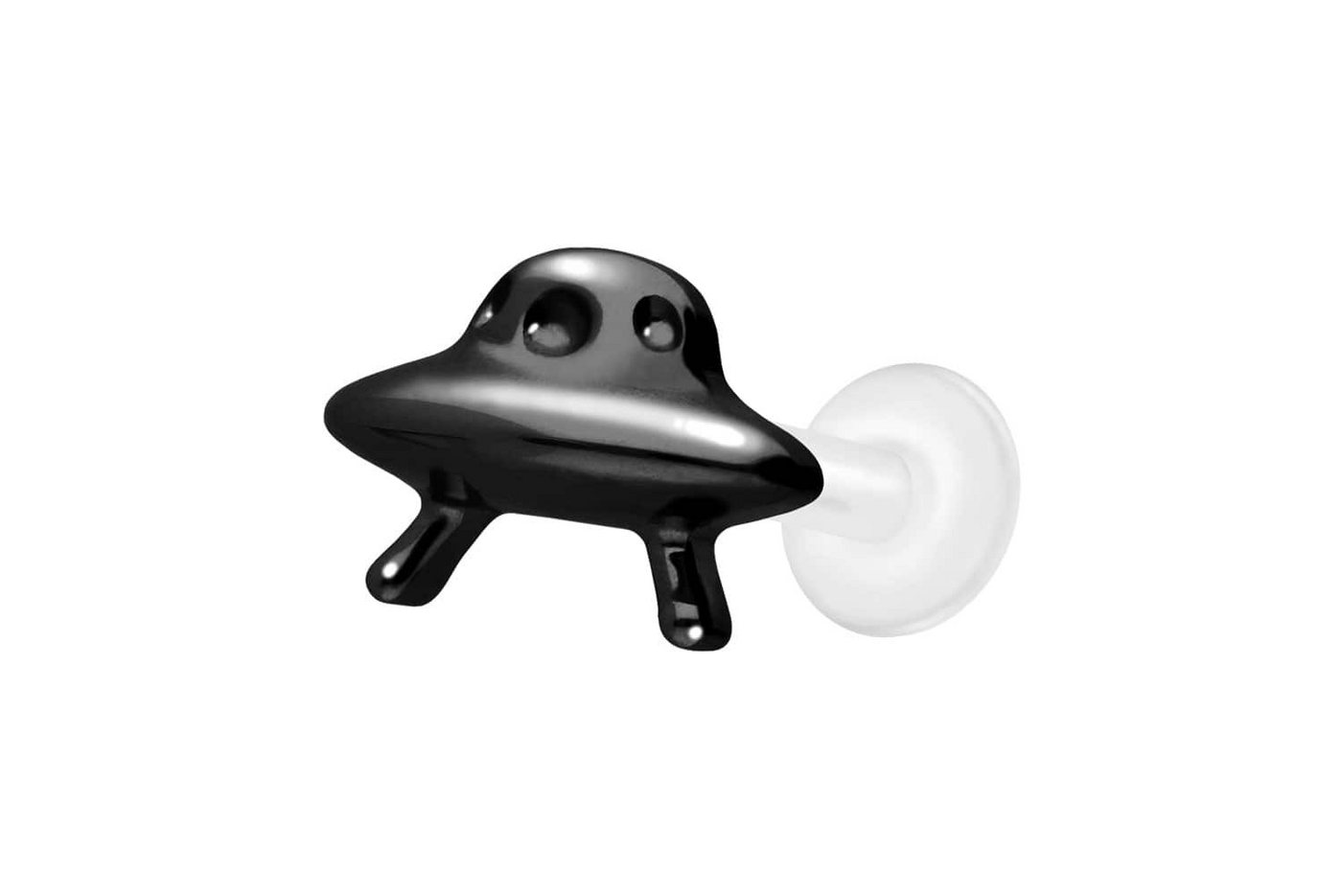PIERCINGLINE Piercing-Set PTFE Labret mit Innengewinde + Titan-Aufsatz UFO (Labrets, 1-tlg) von PIERCINGLINE