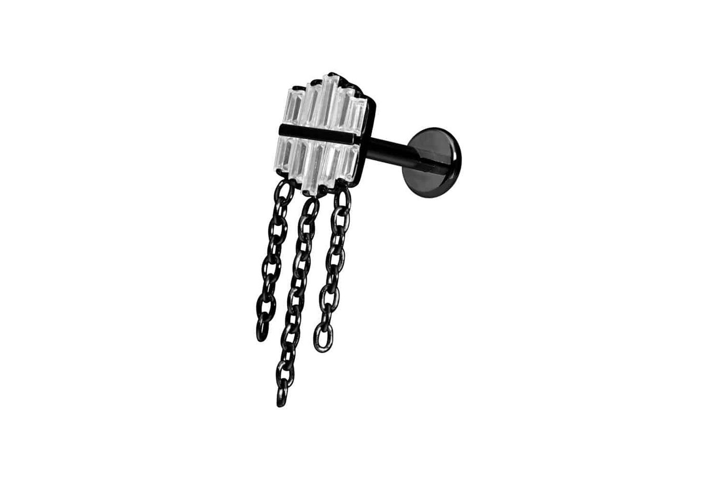 PIERCINGLINE Piercing-Set Premium Titan Labret mit Innengewinde KRISTALLCHILD + 3 KETTEN (Labrets / 1 Stk) von PIERCINGLINE