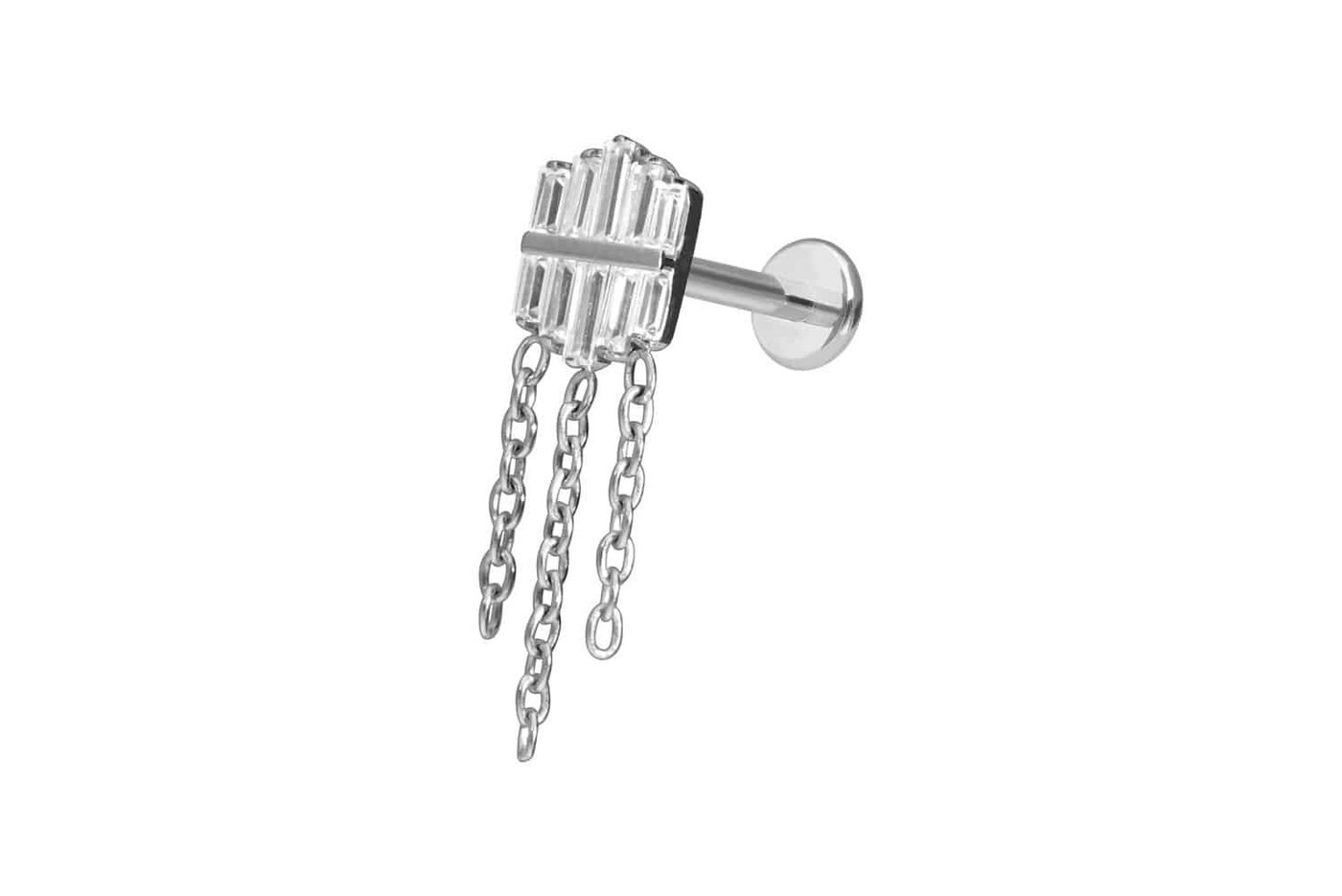 PIERCINGLINE Piercing-Set Premium Titan Labret mit Innengewinde KRISTALLCHILD + 3 KETTEN (Labrets / 1 Stk) von PIERCINGLINE