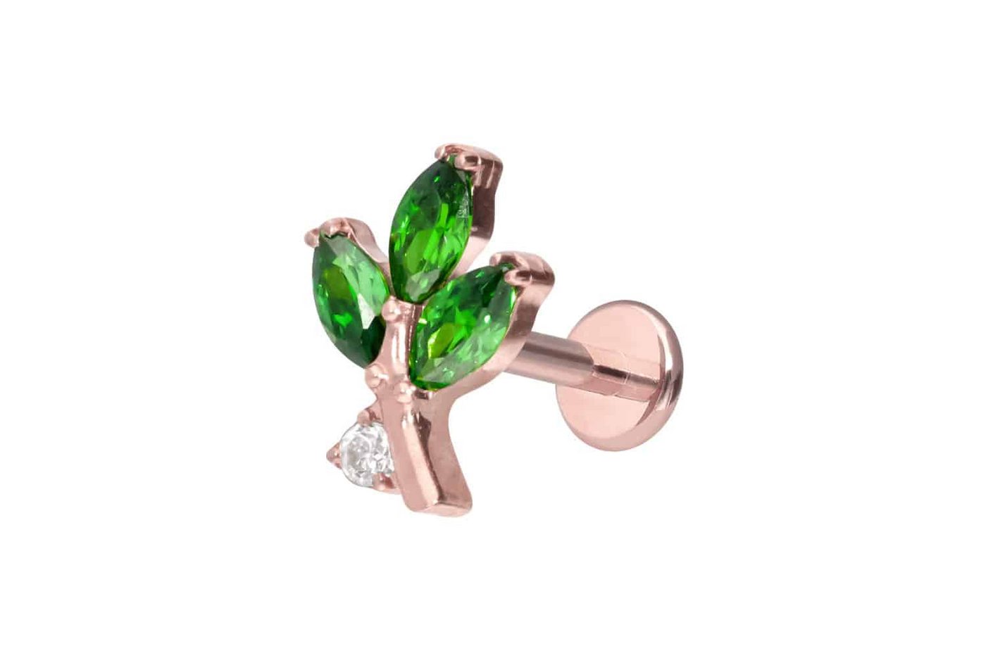 PIERCINGLINE Piercing-Set Premium Titan Labret mit Innengewinde KRISTALLZWEIG (Labrets / 1 Stk) von PIERCINGLINE